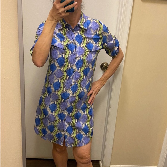 Equipment Dresses & Skirts - Equipment Snake Patterned Silk ShirtDress